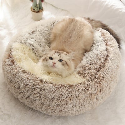 Φωλιά κρεβατιού γάτας 2 σε 1 Χειμερινά ζεστά κρεβάτια για κατοικίδια Μαλακό, βελούδινο σπίτι για γατάκια, στρογγυλό κρεβάτι μαξιλαριού για γάτες για μικρά σκυλιά, γάτες Nest, καλάθι ύπνου