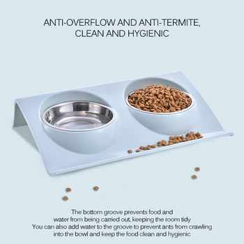 Διπλά μπολ για κατοικίδια Τροφοδοσία νερού από ανοξείδωτο ατσάλι Μπολ για σκύλους κουτάβια γάτες Προμήθειες για κατοικίδια Πιάτα ταΐσματος S/M
