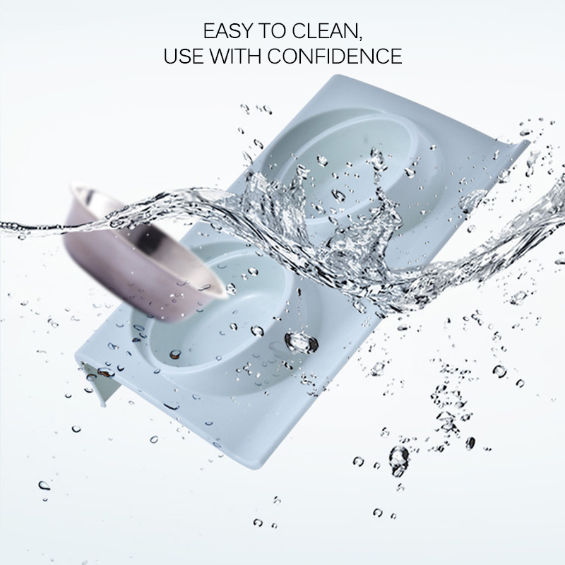 Boluri duble pentru animale de companie Hrănitor de apă pentru hrană Bol de mâncare pentru pisici din oțel inoxidabil pentru câini, căței, pisici, accesorii pentru animale de companie Vase de hrănire S/M