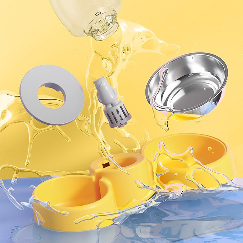 Νέο μπολ Cartoon από ανοξείδωτο ατσάλι Αυτόματο μπολ ποτού για γάτα Μπολ για σκύλους Διπλό μπολ φαγητού Προμήθειες για κατοικίδια
