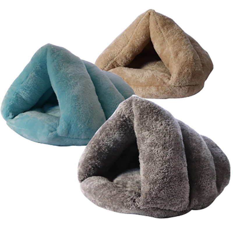 Téli macska puha, meleg ágy, kutyával mosható plüss fészek kennel kölyökcica hálószőnyegekhez, otthonos kisállatkellékek