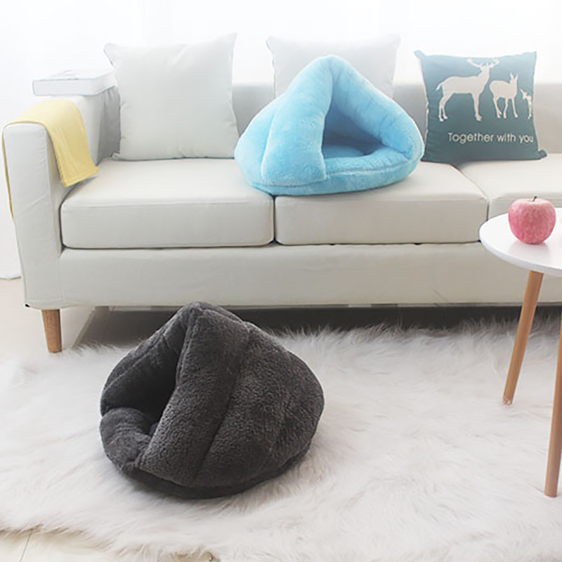 Téli macska puha, meleg ágy, kutyával mosható plüss fészek kennel kölyökcica hálószőnyegekhez, otthonos kisállatkellékek