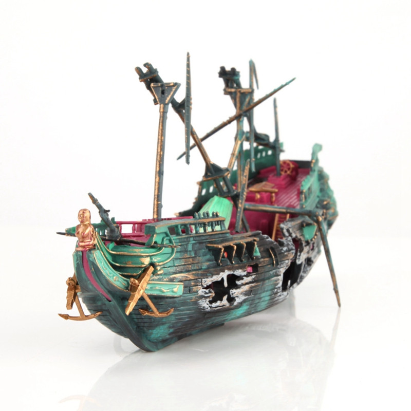 Suure akvaariumi kaunistus paat plastikust akvaariumi laev õhuga lõhestatud laevavrakk kalapaagi sisekujundus C