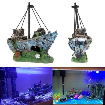 Στολίδι από ρητίνη ενυδρείου Pirate Ship Wreck Ship Decoration Boat Decorations Fish Tank Accessories