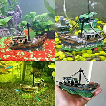Στολίδι από ρητίνη ενυδρείου Pirate Ship Wreck Ship Decoration Boat Decorations Fish Tank Accessories