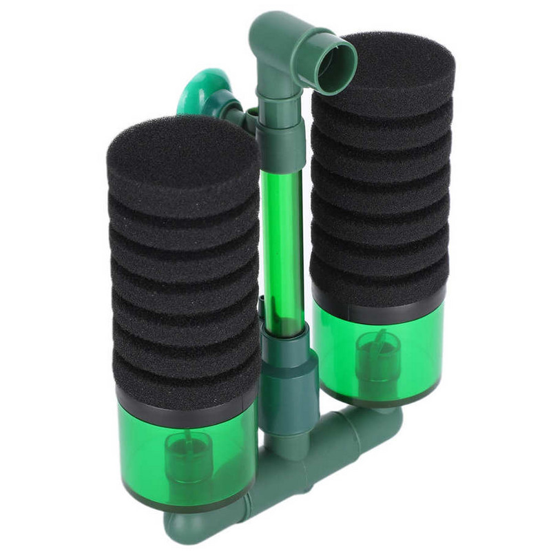 Dvigubos galvutės QS200A biocheminis kempinės filtras Praktinis QS100A įranga Akvariumo kempinės Talpykla saugus sugeria priedai FiltrasQ6E2