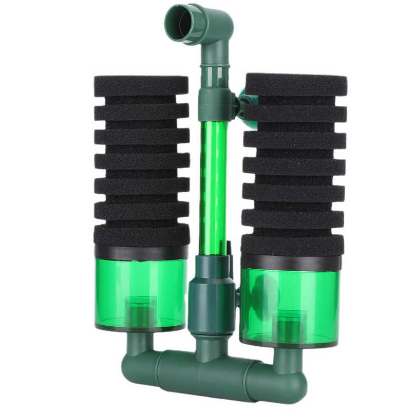 Dvigubos galvutės QS200A biocheminis kempinės filtras Praktinis QS100A įranga Akvariumo kempinės Talpykla saugus sugeria priedai FiltrasQ6E2