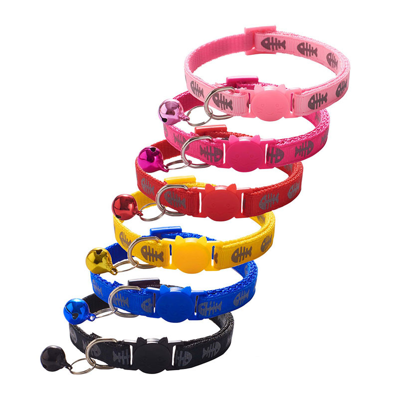 Регулируема нашийник за кучета, модна светлоотразителна камбана, нашийници за домашни любимци, сладък печат, котешки домашни любимци, презрамка за врата, регулиране на размера за малки кучета, колан