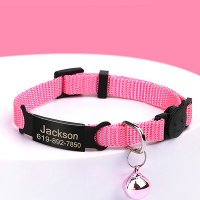 Prilagođena brzo otpuštajuća ogrlica za mačke Najlonske ogrlice za štene sa ugraviranim imenom ID Kitten Pink Ogrlica Dodaci za kućne ljubimce za mačke