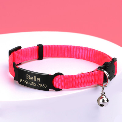 Prilagođena brzo otpuštajuća ogrlica za mačke Najlonske ogrlice za štene sa ugraviranim imenom ID Kitten Pink Ogrlica Dodaci za kućne ljubimce za mačke