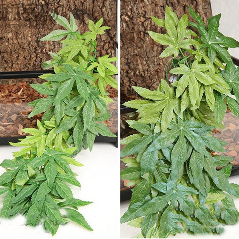 Vânzare fierbinte 30/40/50 cm acvariu reptile acvariu de pește durabil, fără decolorare, plastic artificial, frunze false agățate, ornament pentru plante cu ventuză