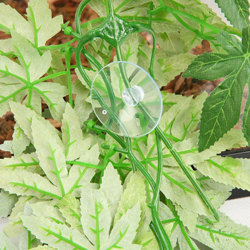 Vânzare fierbinte 30/40/50 cm acvariu reptile acvariu de pește durabil, fără decolorare, plastic artificial, frunze false agățate, ornament pentru plante cu ventuză