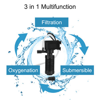 Υποβρύχιο φίλτρο οξυγόνωσης νερού καθαρισμού νερού για ενυδρείο Fish Tank 3 σε 1 Filter Mini Fish Tank Filter