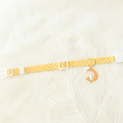 1 buc. guler reglabil din nailon pentru pisici, culoare bomboană, leagăn de lună, pisicuță, modă drăguță, cu clopote, pandantiv, cataramă de siguranță, decorare pentru animale de companie