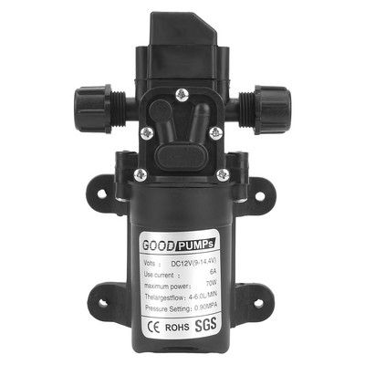 Mikromembraaniga veepump DC 12V 70W kõrgsurve 130PSI 6L/min automaatne lüliti elektriline isetäituv pump