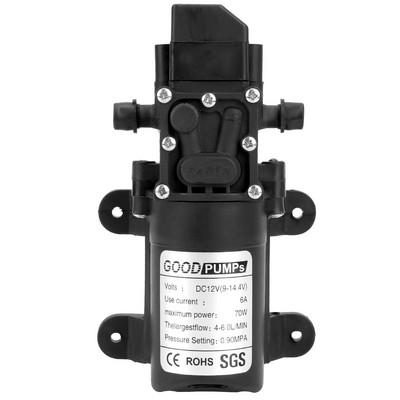 Mikromembraaniga veepump DC 12V 70W kõrgsurve 130PSI 6L/min automaatne lüliti elektriline isetäituv pump