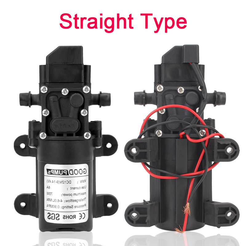Mikromembraaniga veepump DC 12V 70W kõrgsurve 130PSI 6L/min automaatne lüliti elektriline isetäituv pump