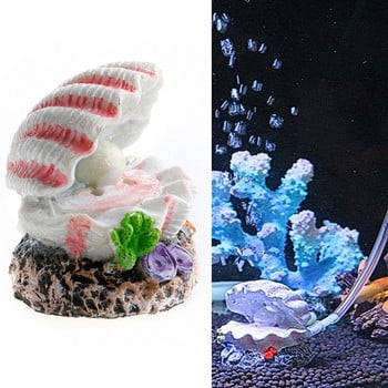 Shell Pearl & Air Stone Aquarium Fish Tank Bubler Shell Bubbling Ornament Decor