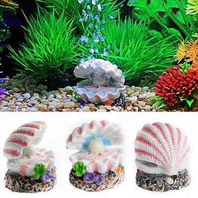 Shell Pearl & Air Stone Aquarium Fish Tank Bubler Shell Bubbling Ornament Decor