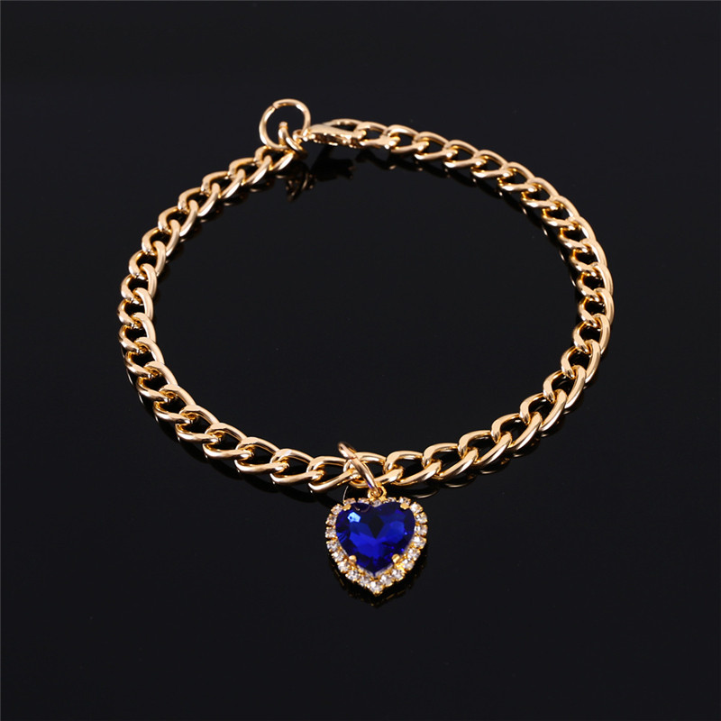 SL Inimă pandantiv cu strass Guler pentru animale de companie, petrecere de vacanță, zgarda decorată pentru animale de companie, lanț de culoare aurie, pisici, accesorii pentru cățeluși