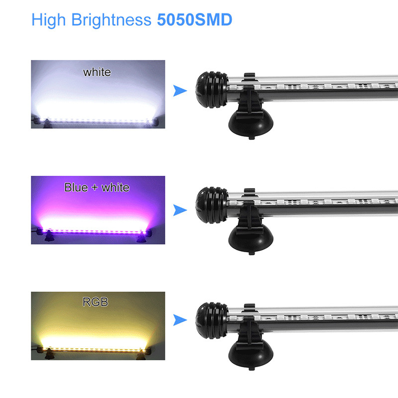 RGB Φως ενυδρείου 18-59cm Λάμπα καταδύσεων τηλεχειριστηρίου Πολύχρωμη λάμπα 90-260v Λαμπτήρας για φυτά Δεξαμενή ψαριών Απαραίτητη αμφίβια χρήση