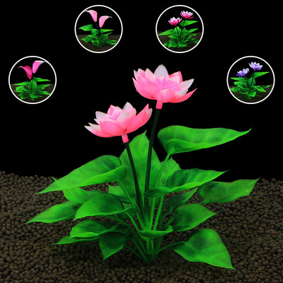 Iarbă de apă simulată Floare de lotus artificială Acvariu Decor peisaj Iarbă subacvatică Ornament Plantă Decorare rezervor de pește