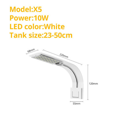 LED akvariumo žuvų tanko lemputė, prisegama 5W/10W/15W LED augalų auginimo lemputės vandens gėlo vandens akvariumo lempos, atsparios vandeniui 220 V ES kištukas