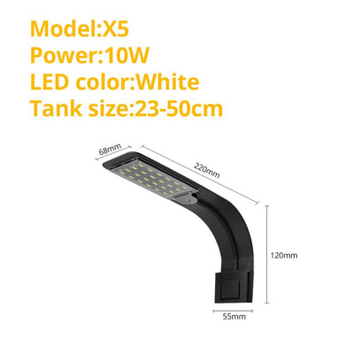 LED akvariumo žuvų tanko lemputė, prisegama 5W/10W/15W LED augalų auginimo lemputės vandens gėlo vandens akvariumo lempos, atsparios vandeniui 220 V ES kištukas