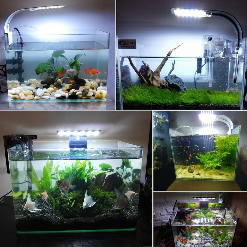 LED akvariumo žuvų tanko lemputė, prisegama 5W/10W/15W LED augalų auginimo lemputės vandens gėlo vandens akvariumo lempos, atsparios vandeniui 220 V ES kištukas
