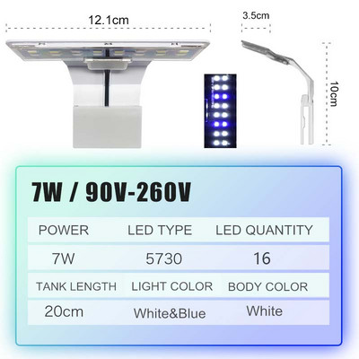Itin plonas LED akvariumo apšvietimas Apšvietimo augalai auga šviesa 5W/10W/15W vandens augalų apšvietimas, atsparus vandeniui, užsegamas akvariumo lempa