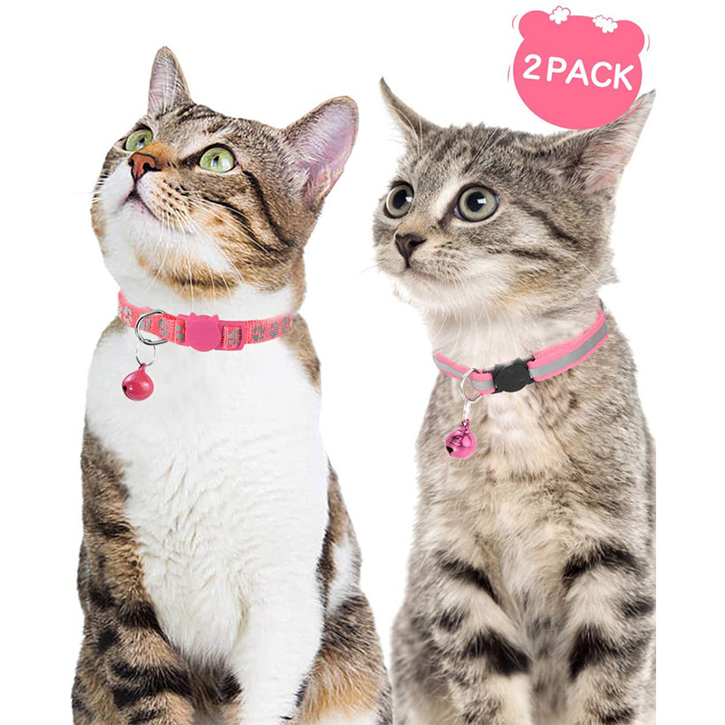 2 buc. zgarda reflectorizante colorate pentru pisici cu clopoțel zgarda solide și sigure pentru câini de talie mică, pisici, guler pentru animale de companie, accesorii pentru pisicuțe