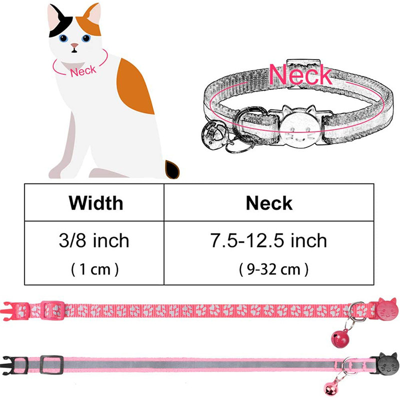 2 buc. zgarda reflectorizante colorate pentru pisici cu clopoțel zgarda solide și sigure pentru câini de talie mică, pisici, guler pentru animale de companie, accesorii pentru pisicuțe