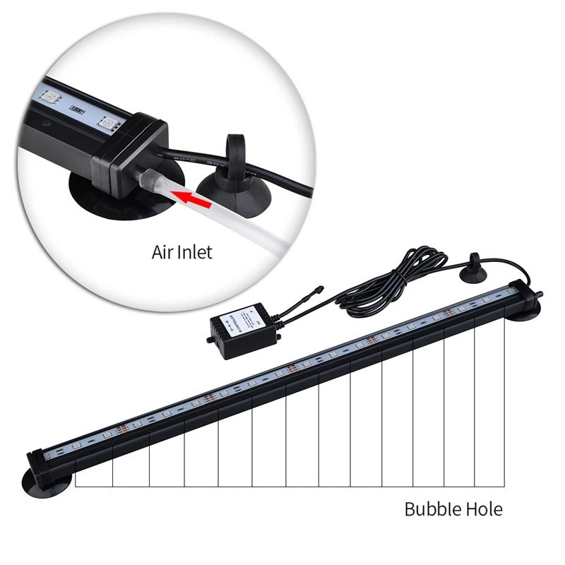 LED oro burbuliukų lemputė akvariumo lempa povandeninis povandeninis akvariumo šviestuvas, keičiantis spalvą, gaminantis deguonį žuvų bakui