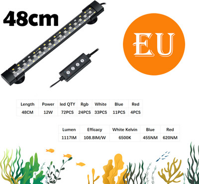 Akvariumo povandeninė povandeninė lempa Viso spektro šviesos diodo valdiklis WRGB Grow Led Akvariumo šviesos diodas, skirtas žuvų rezervuarui