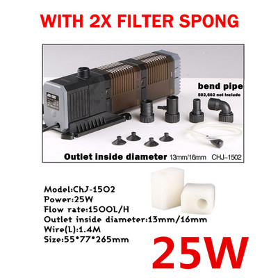 3 u 1 Pumpa za filtriranje akvarija Super Fish Tank Potopljena unutarnja pumpa za kisik CHJ502/CHJ602/CHJ902/CHJ1502 Vodena pumpa 220V