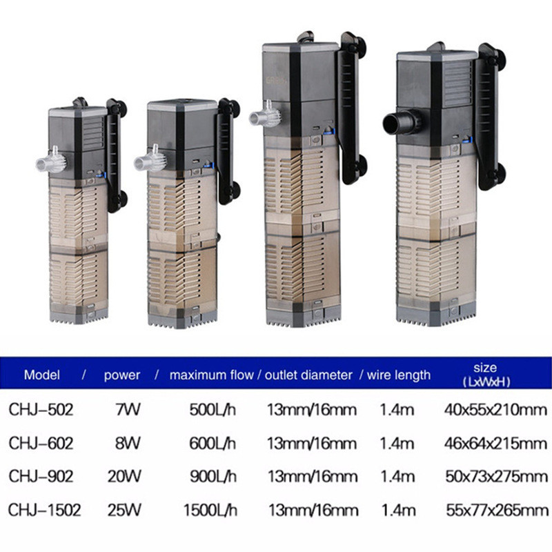 3 u 1 Pumpa za filtriranje akvarija Super Fish Tank Potopljena unutarnja pumpa za kisik CHJ502/CHJ602/CHJ902/CHJ1502 Vodena pumpa 220V