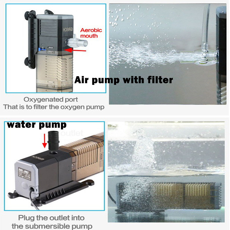 3 u 1 Pumpa za filtriranje akvarija Super Fish Tank Potopljena unutarnja pumpa za kisik CHJ502/CHJ602/CHJ902/CHJ1502 Vodena pumpa 220V