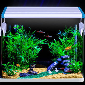 LED светлина за аквариум Супер тънък аквариум Осветление за отглеждане на водни растения Водоустойчива ярка лампа с щипка Син LED 18-75 см за растения 220 v