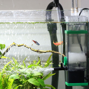 Скимер за аквариум Филтър за отстраняване на маслен филм Кислородна помпа 300L/H Пречистена повърхностна вода Регулируем поток Аерация на аквариума Домашен любимец