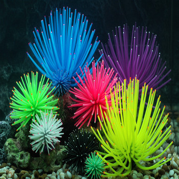 Силиконова симулация на аквариум Изкуствен аквариум Фалшиви коралови растения Подводни водни морски анемони Орнамент Аксесоар за декорация