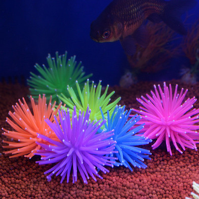 Силиконова симулация на аквариум Изкуствен аквариум Фалшиви коралови растения Подводни водни морски анемони Орнамент Аксесоар за декорация