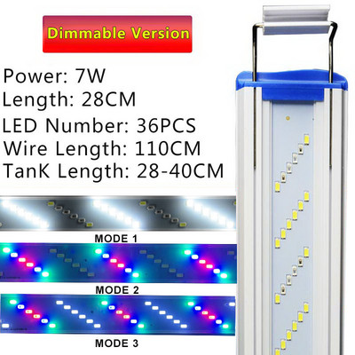 2022 m. Naujas 6 eilučių itin plonas LED akvariumo apšvietimas vandens augalų šviestuvas 18–70 cm ilginantis pritemdomas spaustukas ant lempos, skirtas žuvų bakui