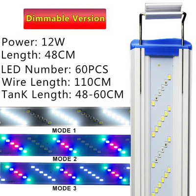 2022 m. Naujas 6 eilučių itin plonas LED akvariumo apšvietimas vandens augalų šviestuvas 18–70 cm ilginantis pritemdomas spaustukas ant lempos, skirtas žuvų bakui