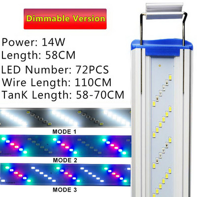 2022 m. Naujas 6 eilučių itin plonas LED akvariumo apšvietimas vandens augalų šviestuvas 18–70 cm ilginantis pritemdomas spaustukas ant lempos, skirtas žuvų bakui