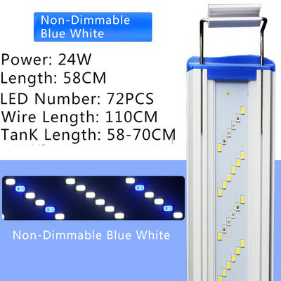 2022 m. Naujas 6 eilučių itin plonas LED akvariumo apšvietimas vandens augalų šviestuvas 18–70 cm ilginantis pritemdomas spaustukas ant lempos, skirtas žuvų bakui