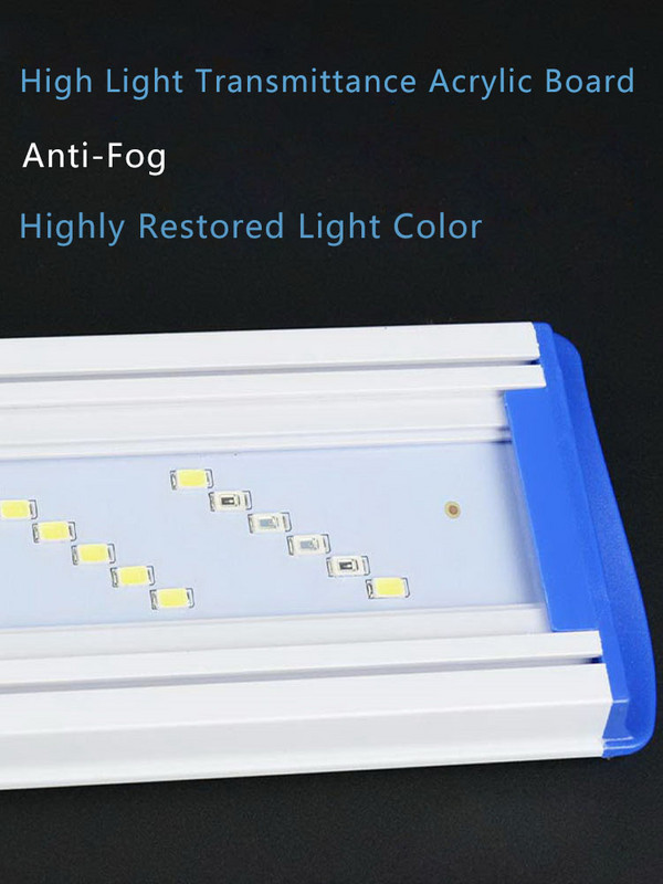 2022 m. Naujas 6 eilučių itin plonas LED akvariumo apšvietimas vandens augalų šviestuvas 18–70 cm ilginantis pritemdomas spaustukas ant lempos, skirtas žuvų bakui