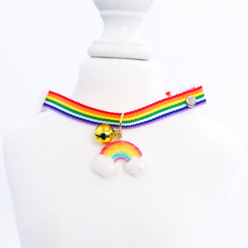 Colorat reglabil pisică colar nailon curcubeu pandantiv clopoțel câine cățeluș colier original en-gros pisicuță guler 1buc gratuit navă
