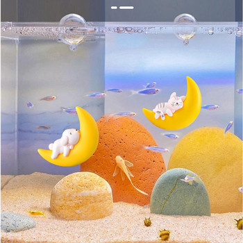 Фигура от смола за аквариум, орнамент, цветно, сладко лунно животно, плаващо подводно декориране, пейзажни аксесоари