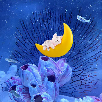 Фигура от смола за аквариум, орнамент, цветно, сладко лунно животно, плаващо подводно декориране, пейзажни аксесоари