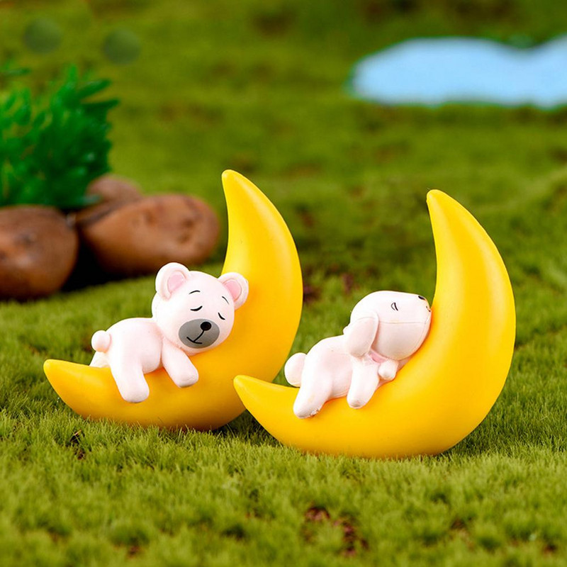 Ornament de figurină din rășină pentru rezervor de pește, drăguț, animal, lună, plutitor, decorare subacvatică, accesorii pentru peisaj